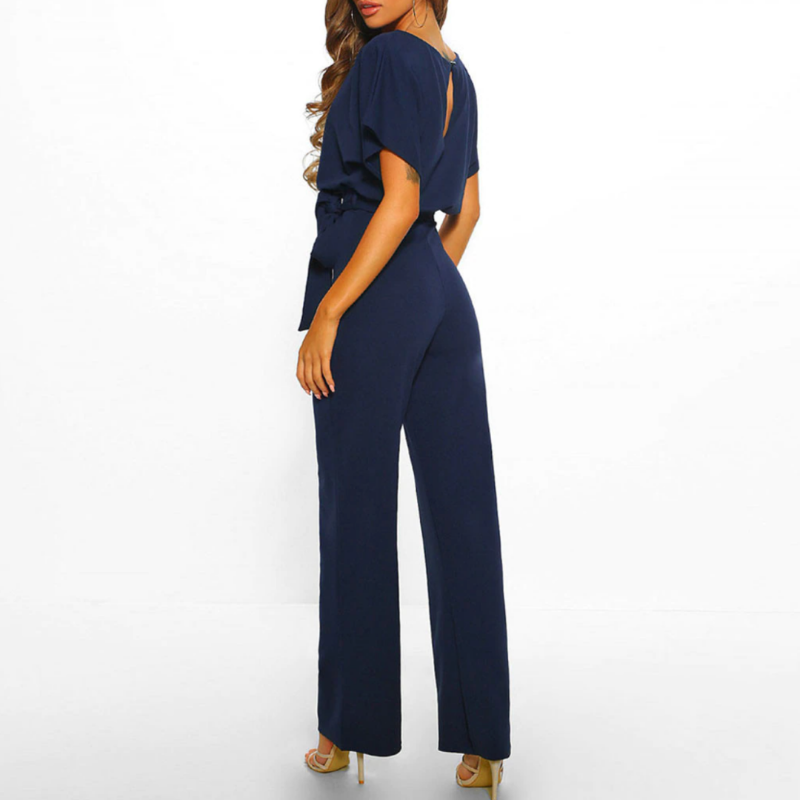 Victoria | Women's Belted Wide-Leg Jumpsuit Batwing Sleeve Refined