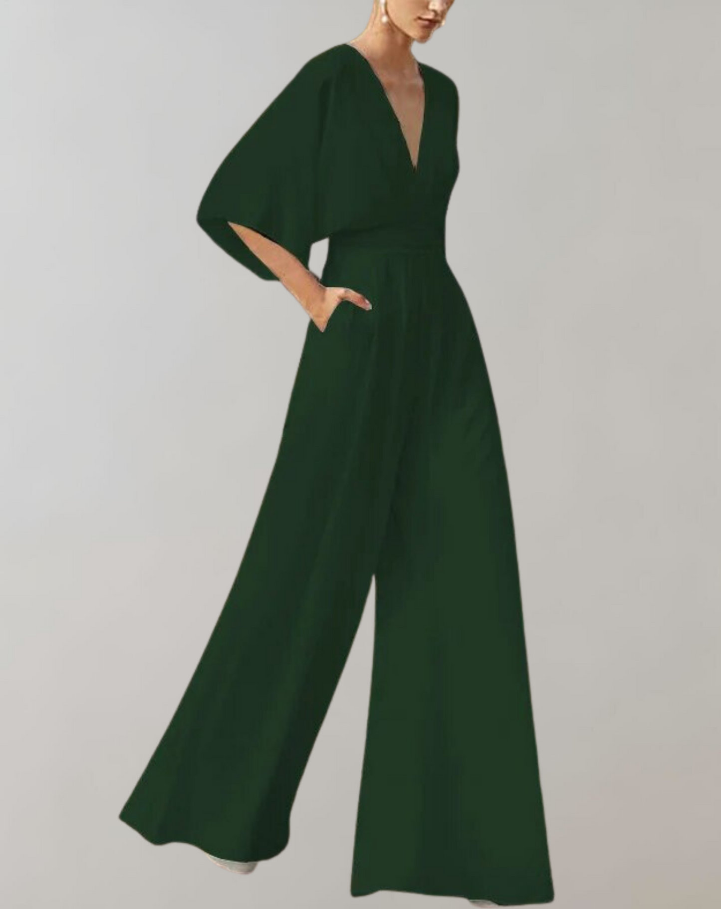 Camila | Women's Wide-Leg Jumpsuit V-Neck Batwing Sleeve Occasion