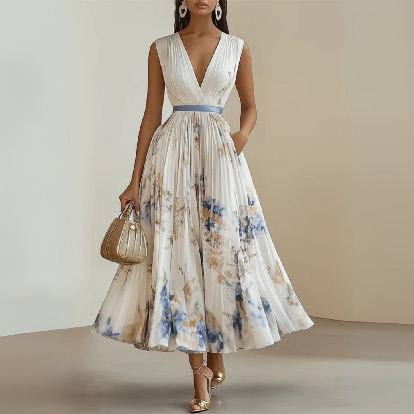 Victoria | Flowy No-Sleeve Summer Maxi Dress