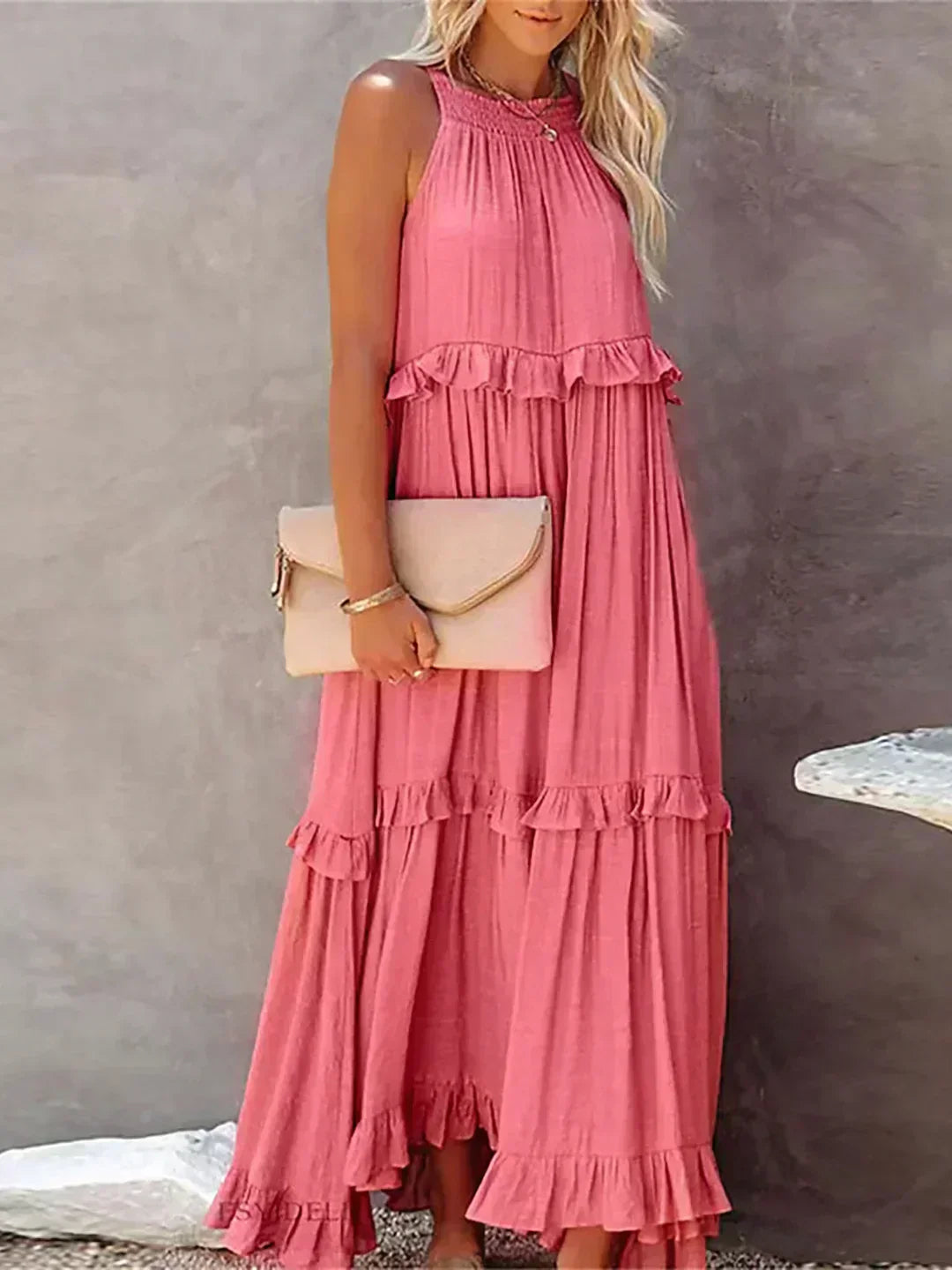 Serenity | Refined No-Sleeve Dress with Ruffles