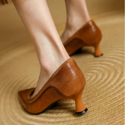 Eva | Women's Pointed Toe Kitten Heel Pumps Slip On Mid Heel