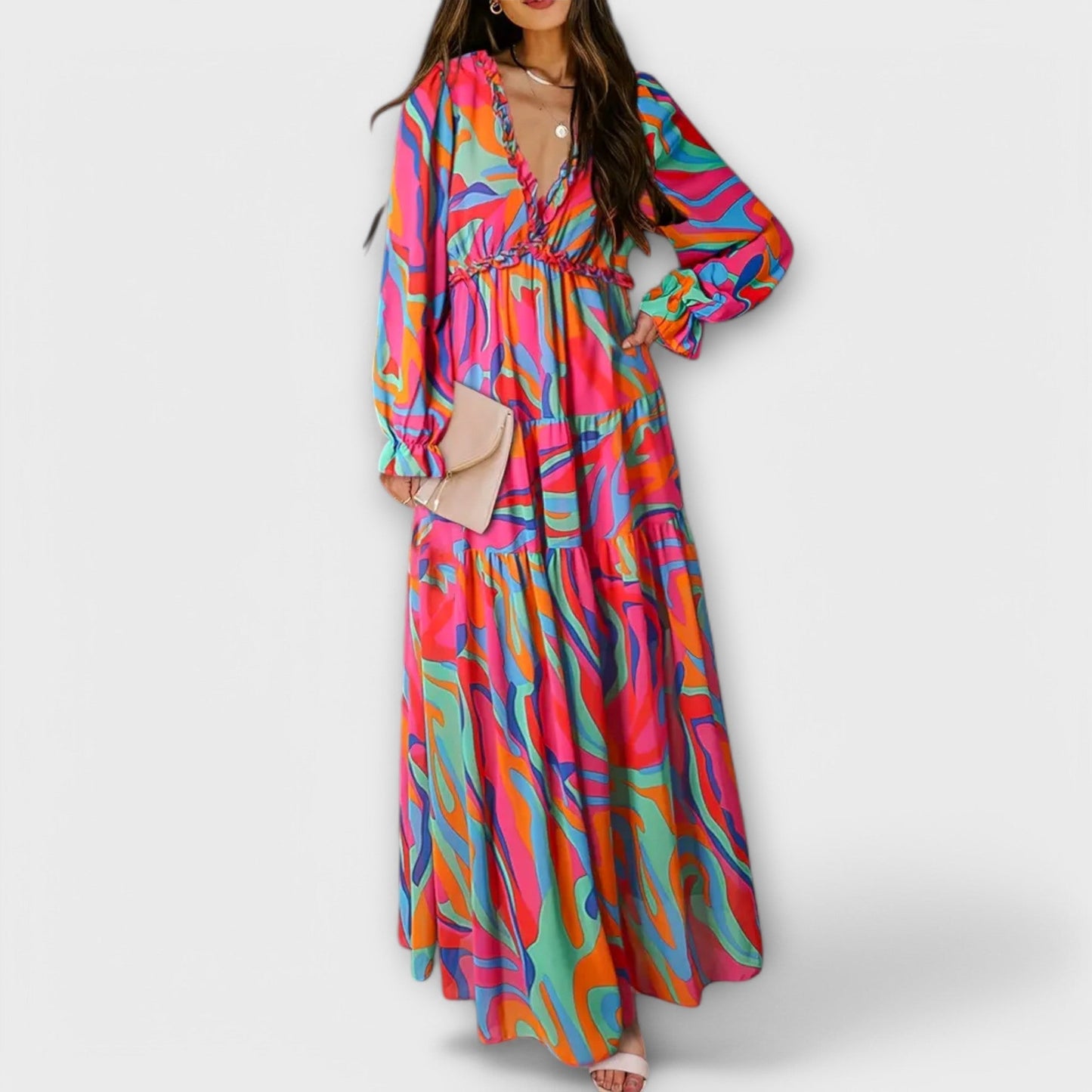 Paislee | Floral V-Neck Maxi Dress