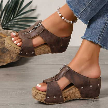 Jessica | Women's Platform Slip-On Wedge Sandals for Walking