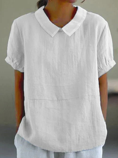 Elise | Women's Peter Pan Collar Short Sleeve Relaxed Top