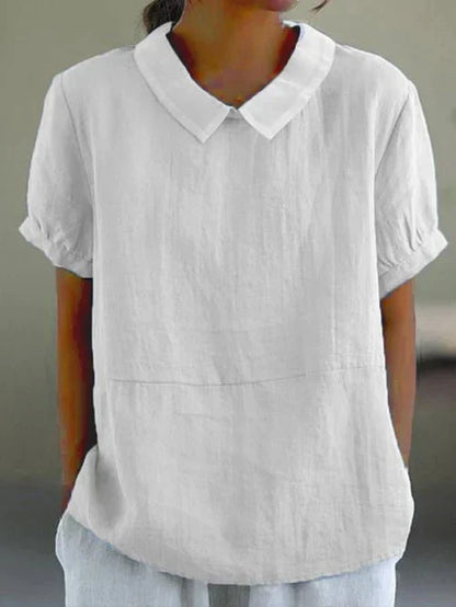 Elise | Women's Peter Pan Collar Short Sleeve Relaxed Top