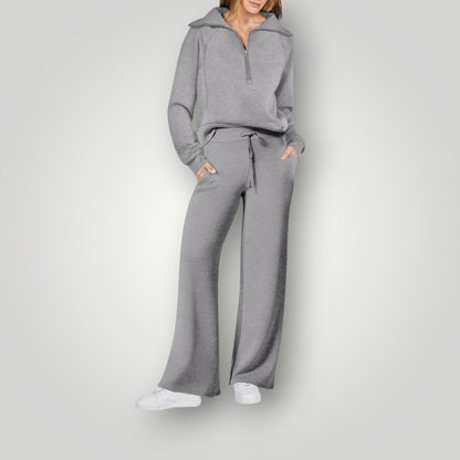Bianca | Women's Loungewear Set Half Zip Sweatshirt Wide Leg Pants