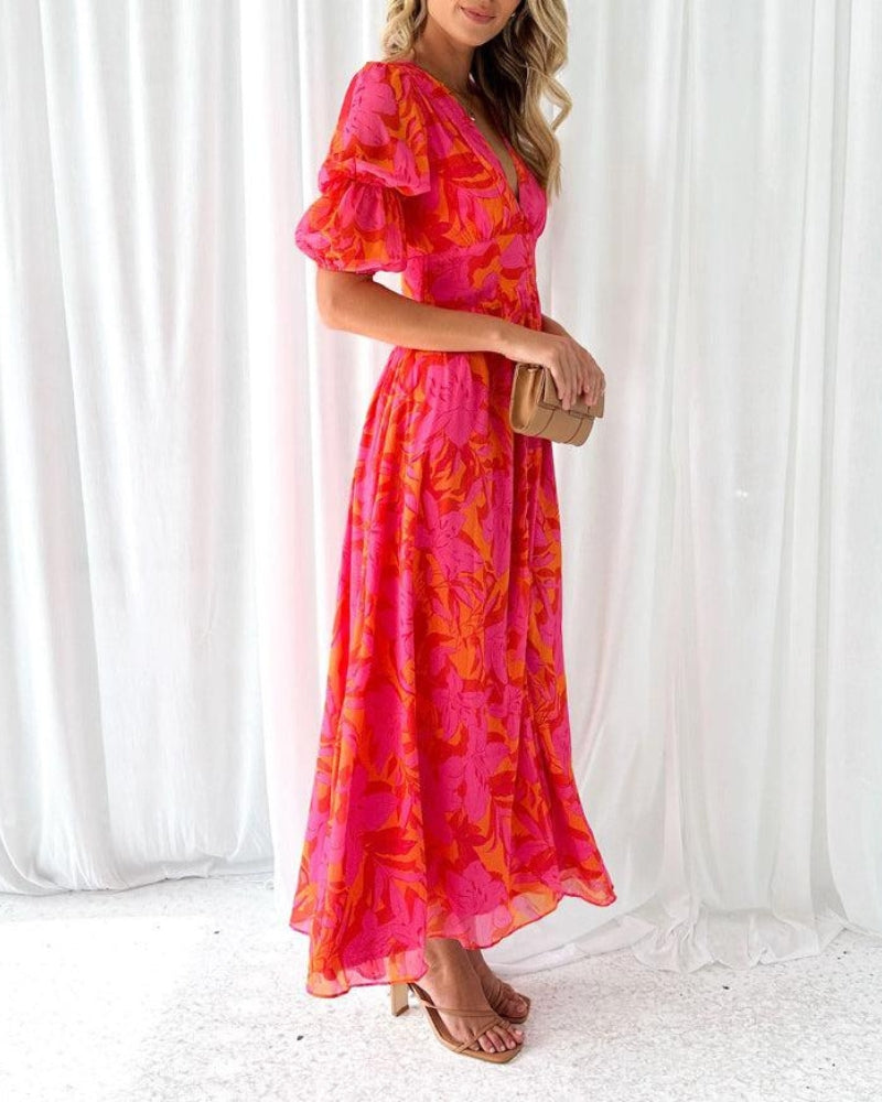 Stella | Refined Maxi Dress in Red Pink