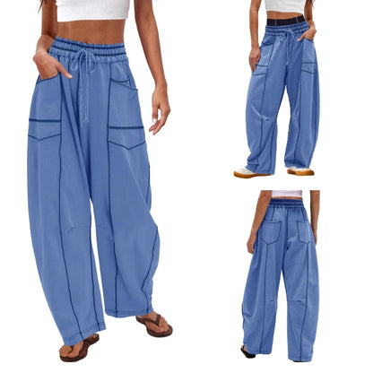Andrea | Women's Wide Leg Cargo Pants High Waist Drawstring