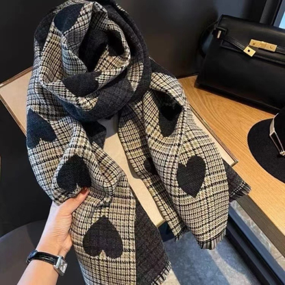 Cindy | Cozy Warm Plaid Double Side Tassel Scarf