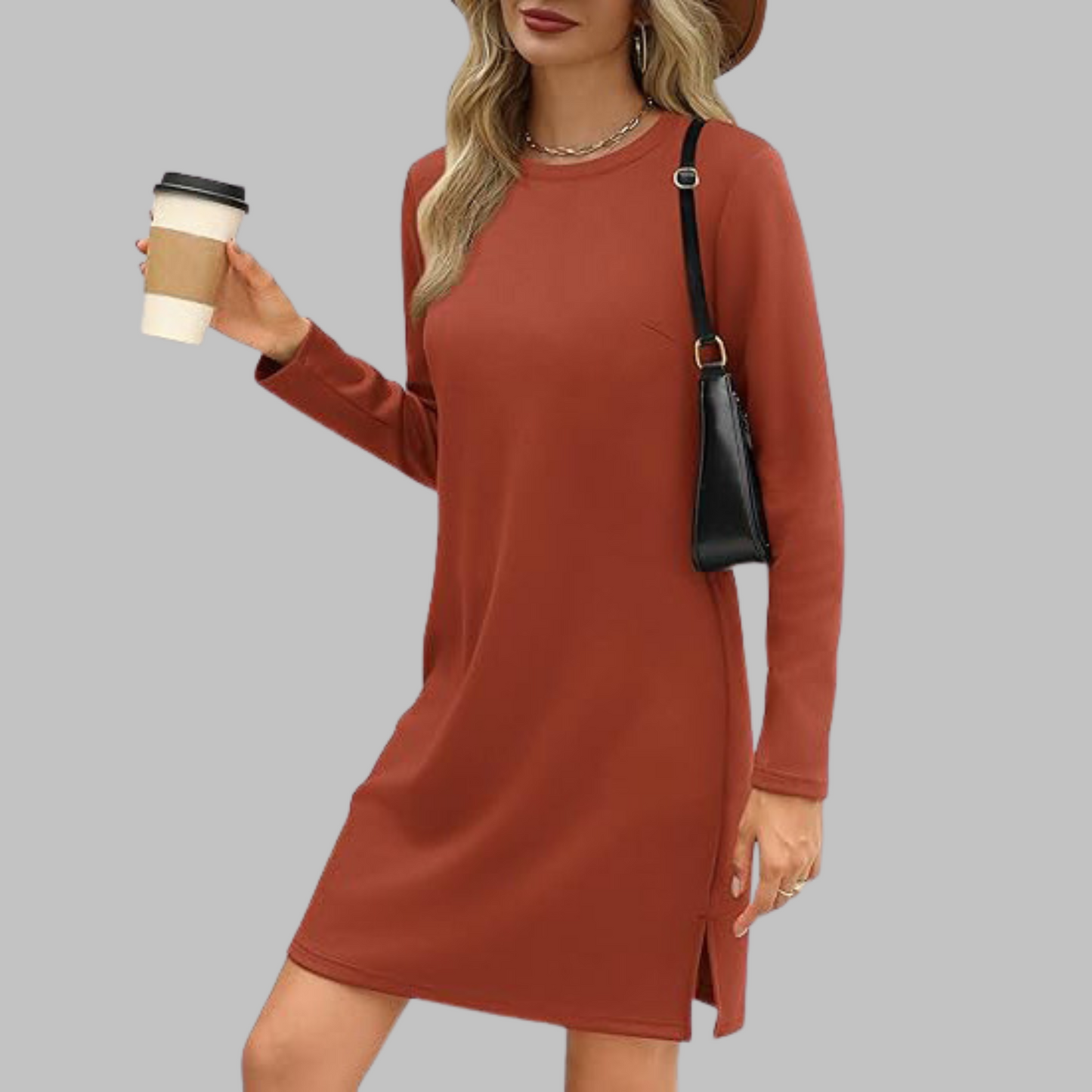 Sadie | Comfortable Full Sleeve Round Neck Dress