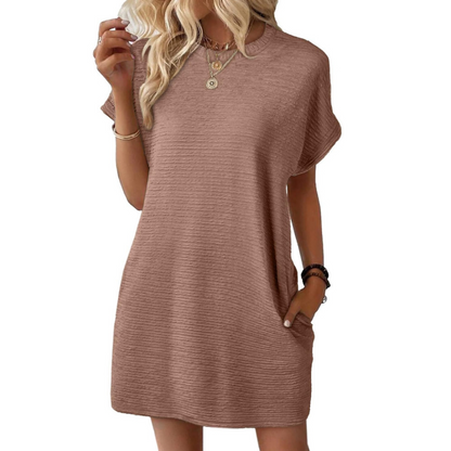 Violet | Women's Crew Neck Short-Sleeved T-Shirt Short Dress