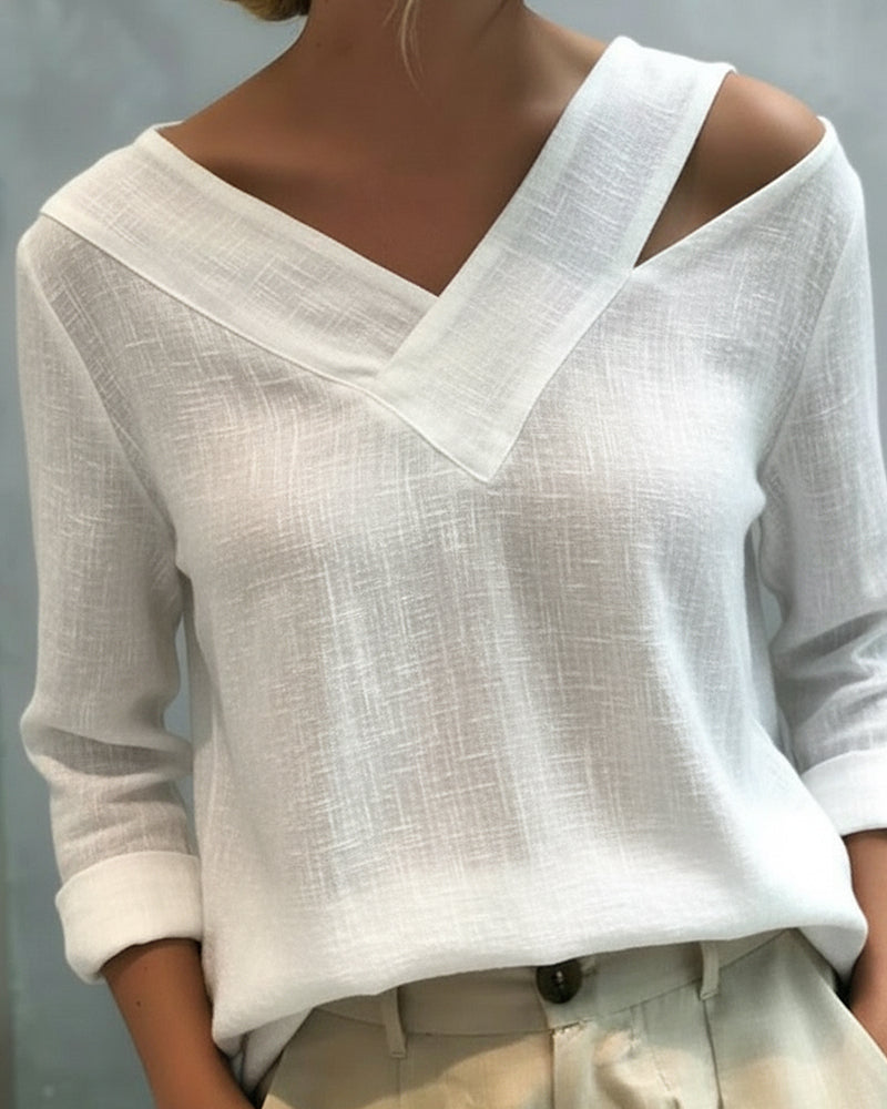 Nadia | Women's Asymmetric V-Neck Long Sleeve Top