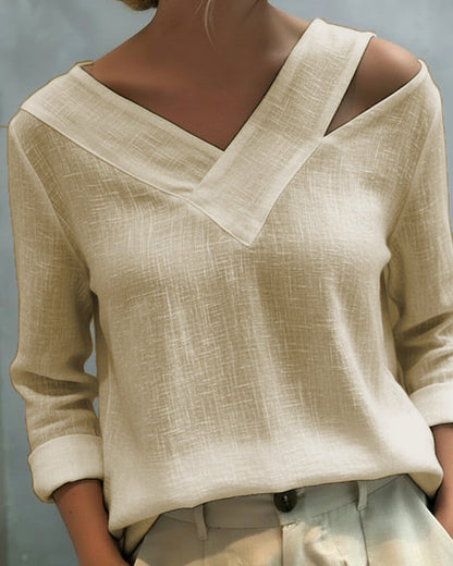 Nadia | Women's Asymmetric V-Neck Long Sleeve Top