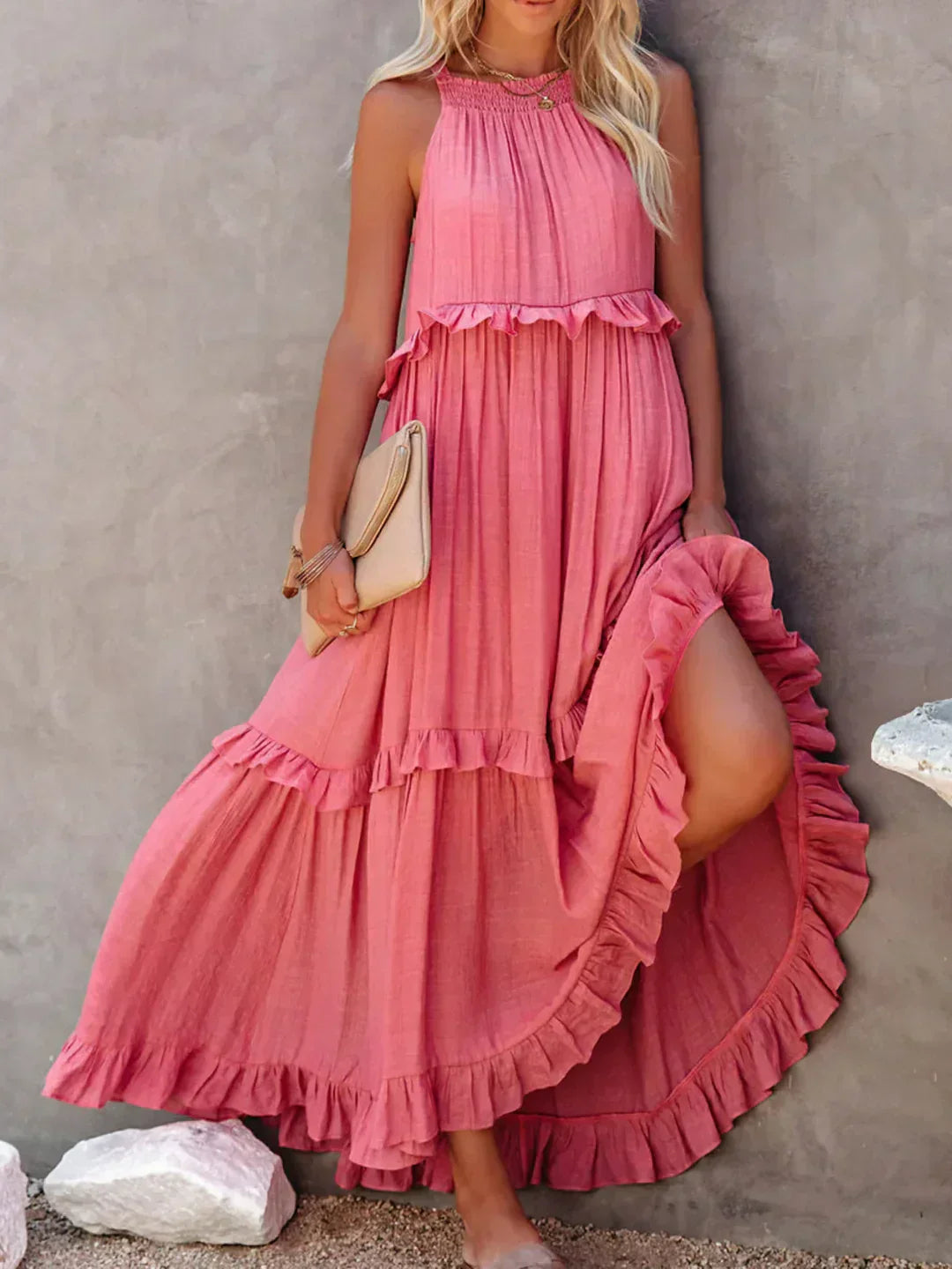 Serenity | Refined No-Sleeve Dress with Ruffles