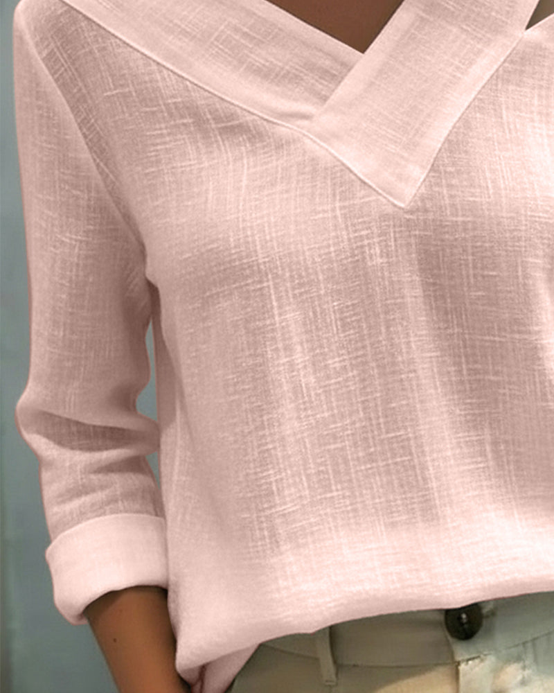 Nadia | Women's Asymmetric V-Neck Long Sleeve Top