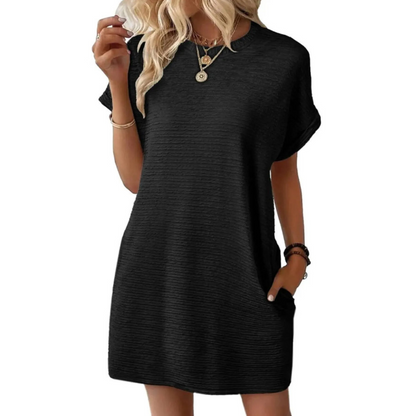 Violet | Women's Crew Neck Short-Sleeved T-Shirt Short Dress