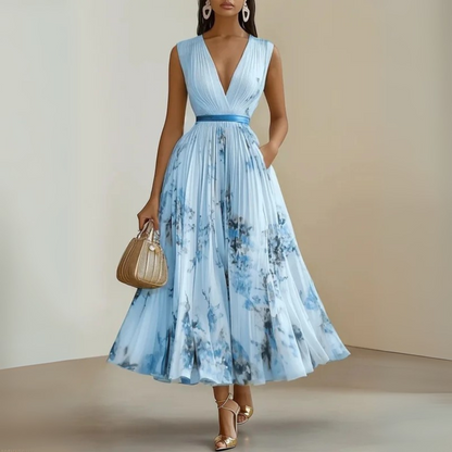 Victoria | Flowy No-Sleeve Summer Maxi Dress
