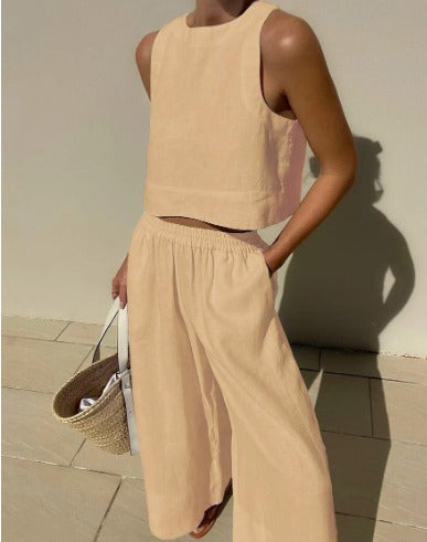 Molly | Women's Two Piece Set Crop Top Wide Leg Pants