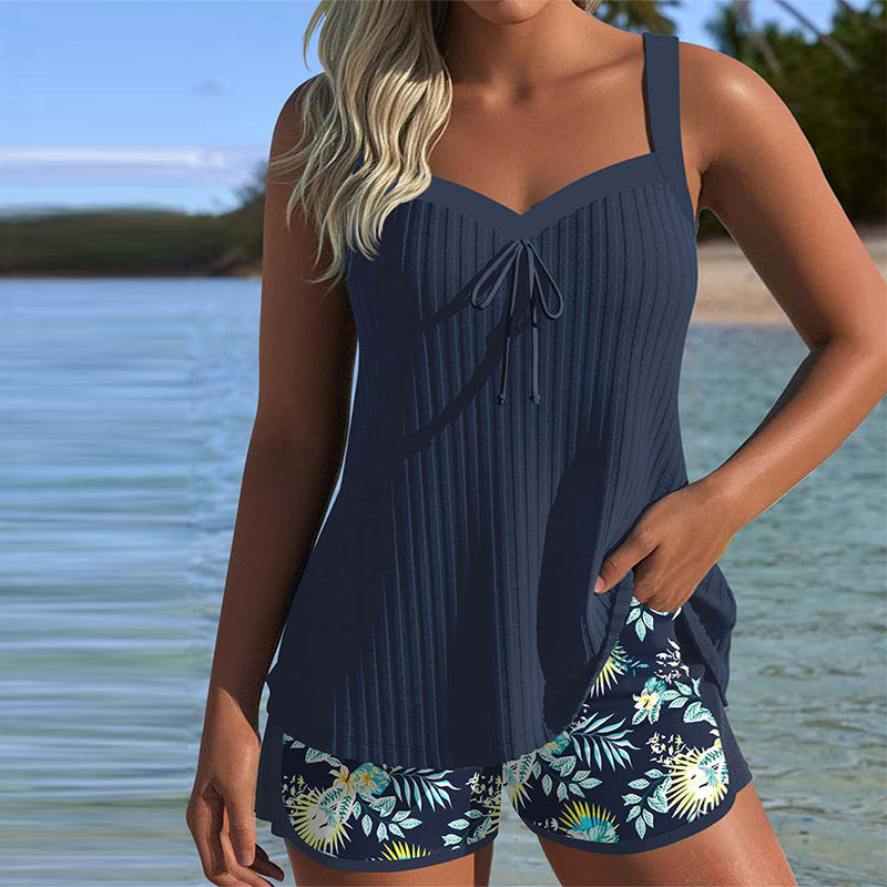 Erin | Women's Tummy Control Striped Tankini