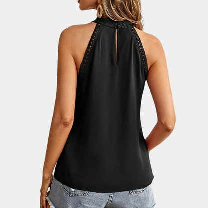 Bianca | Women's Sleeveless Lace Halter Top Mock Neck