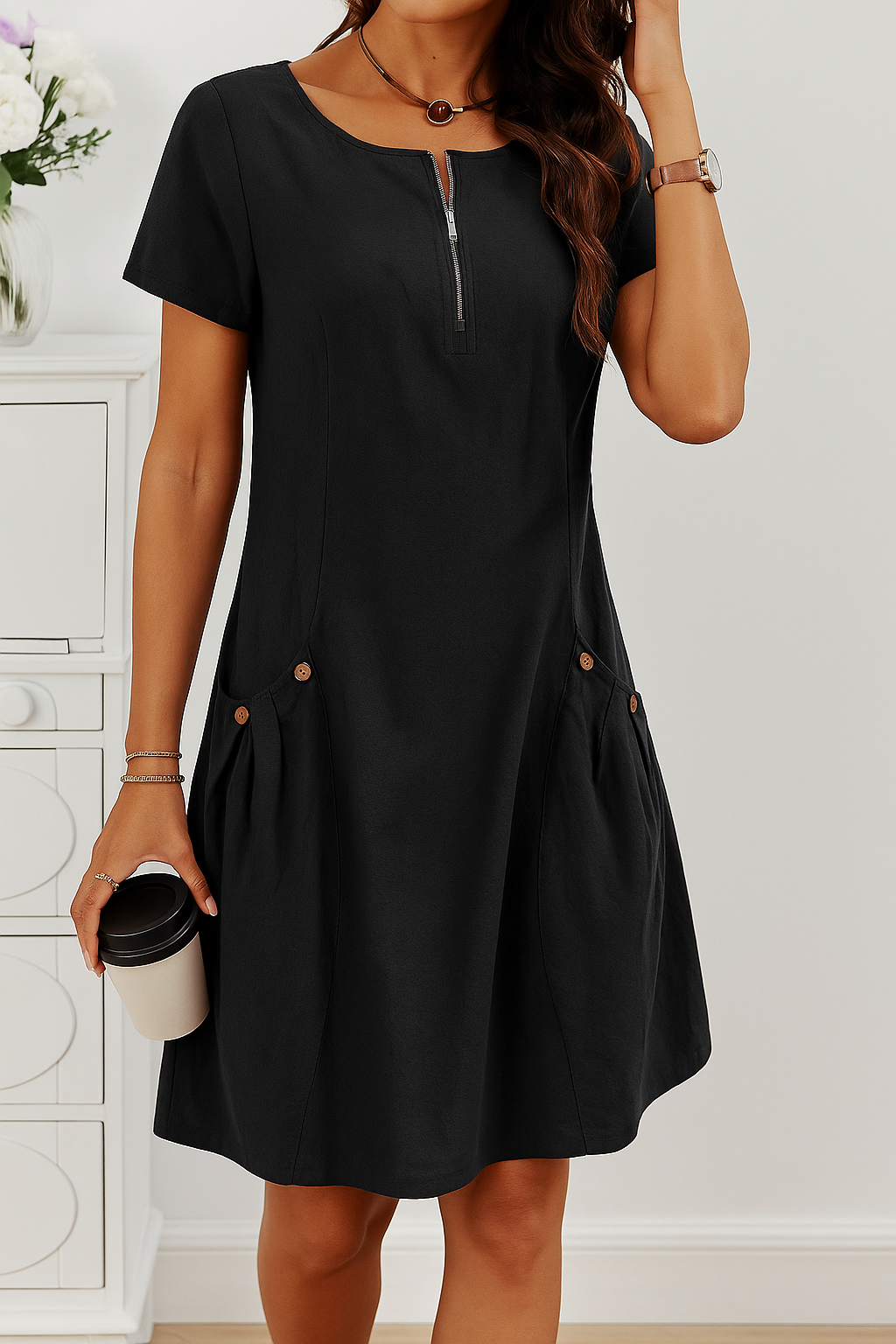 Luna | Summer Dress with Button Details