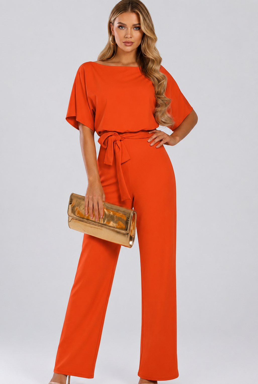 Laura | Women's Wide-Leg Short-Sleeved Jumpsuit with Belt