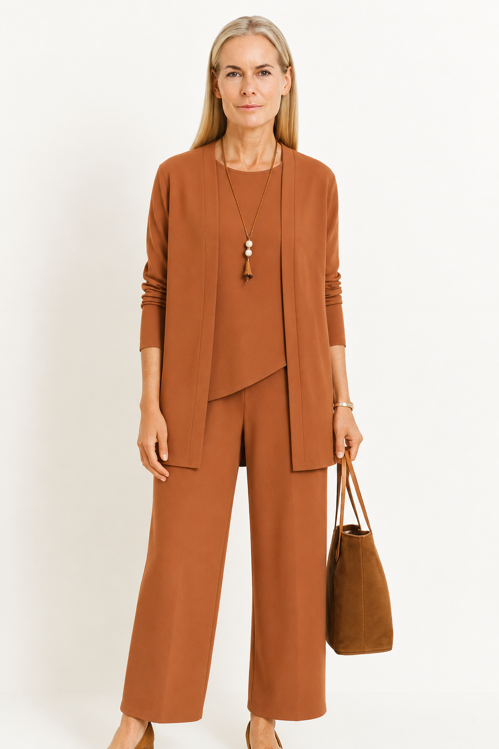 Tessa | Women's 3-Piece Cardigan Tank Top & Wide Leg Pants Set