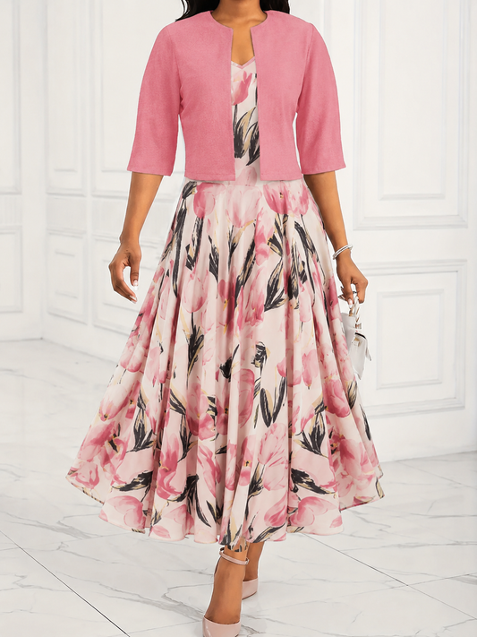 Alice | Women's Botanical Maxi Dress Set with Jacket