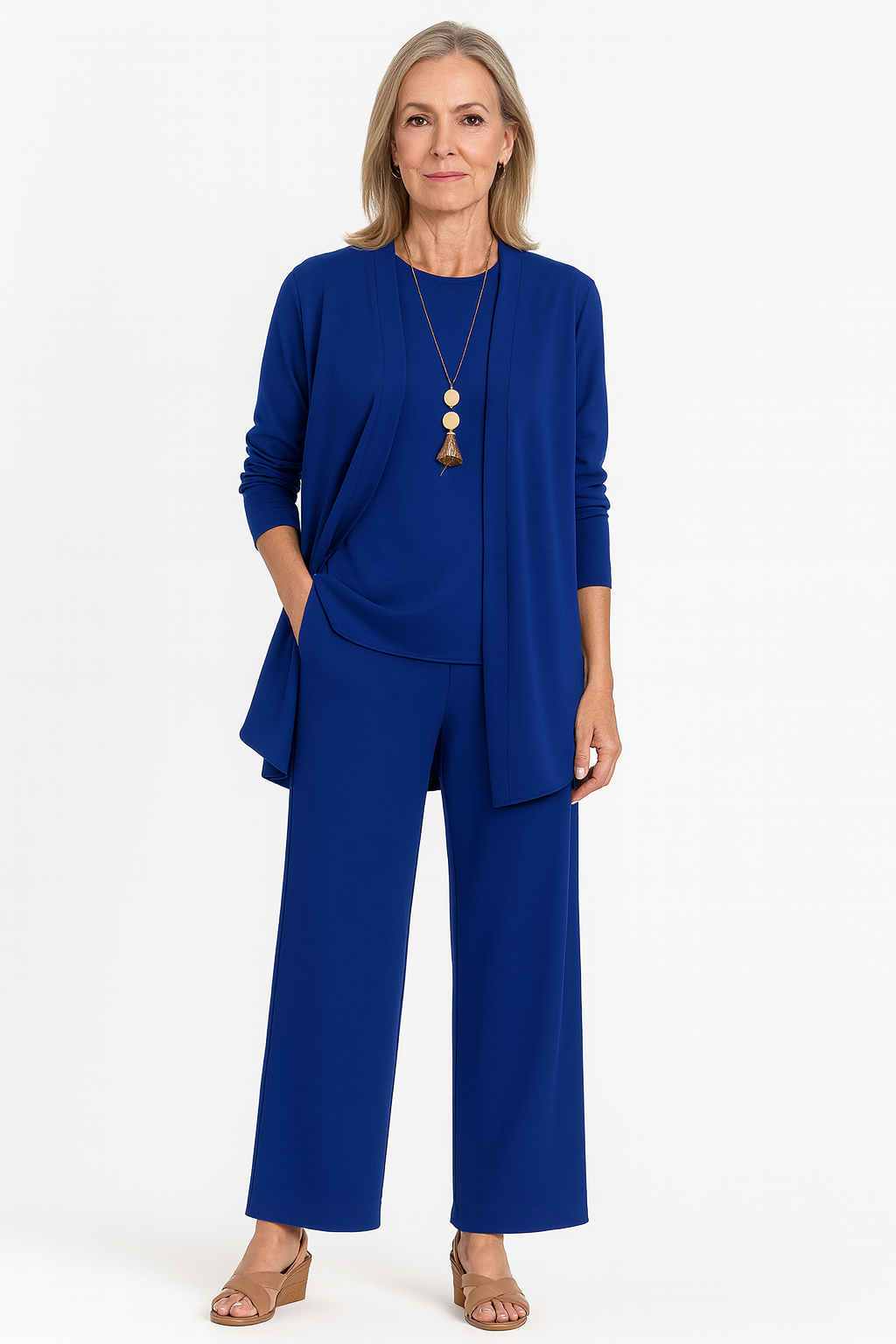 Tessa | Women's 3-Piece Cardigan Tank Top & Wide Leg Pants Set