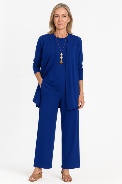 Tessa | Women's 3-Piece Cardigan Tank Top & Wide Leg Pants Set