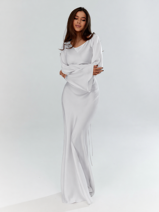 Harper | Women's Satin Full Sleeve Maxi Dress Occasion Gown