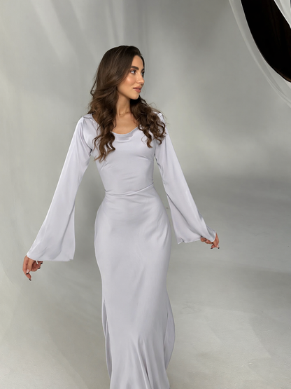 Harper | Women's Satin Full Sleeve Maxi Dress Occasion Gown
