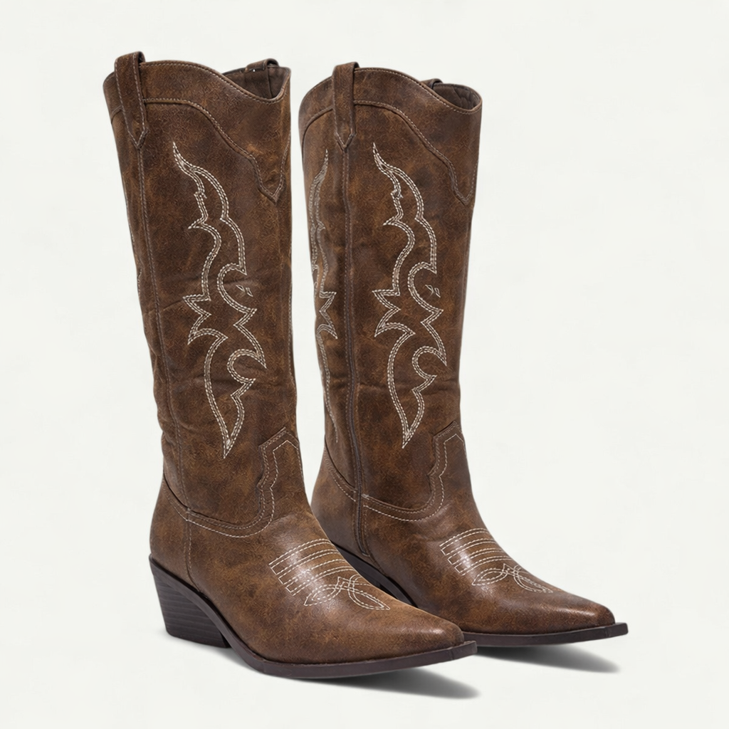 Angie | Western Calf High Pointed Toe Boots for Women