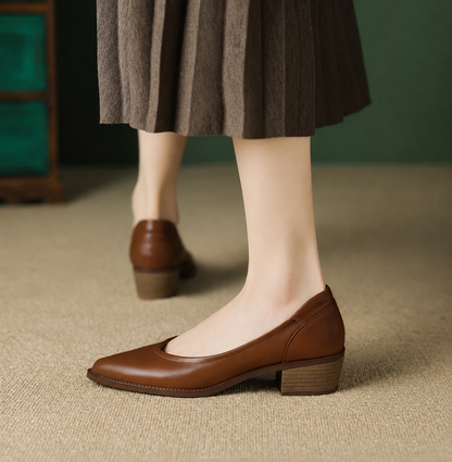 Olivia | Women's Pointed Toe Block Heel Pumps Slip On Mid Heel Shoes