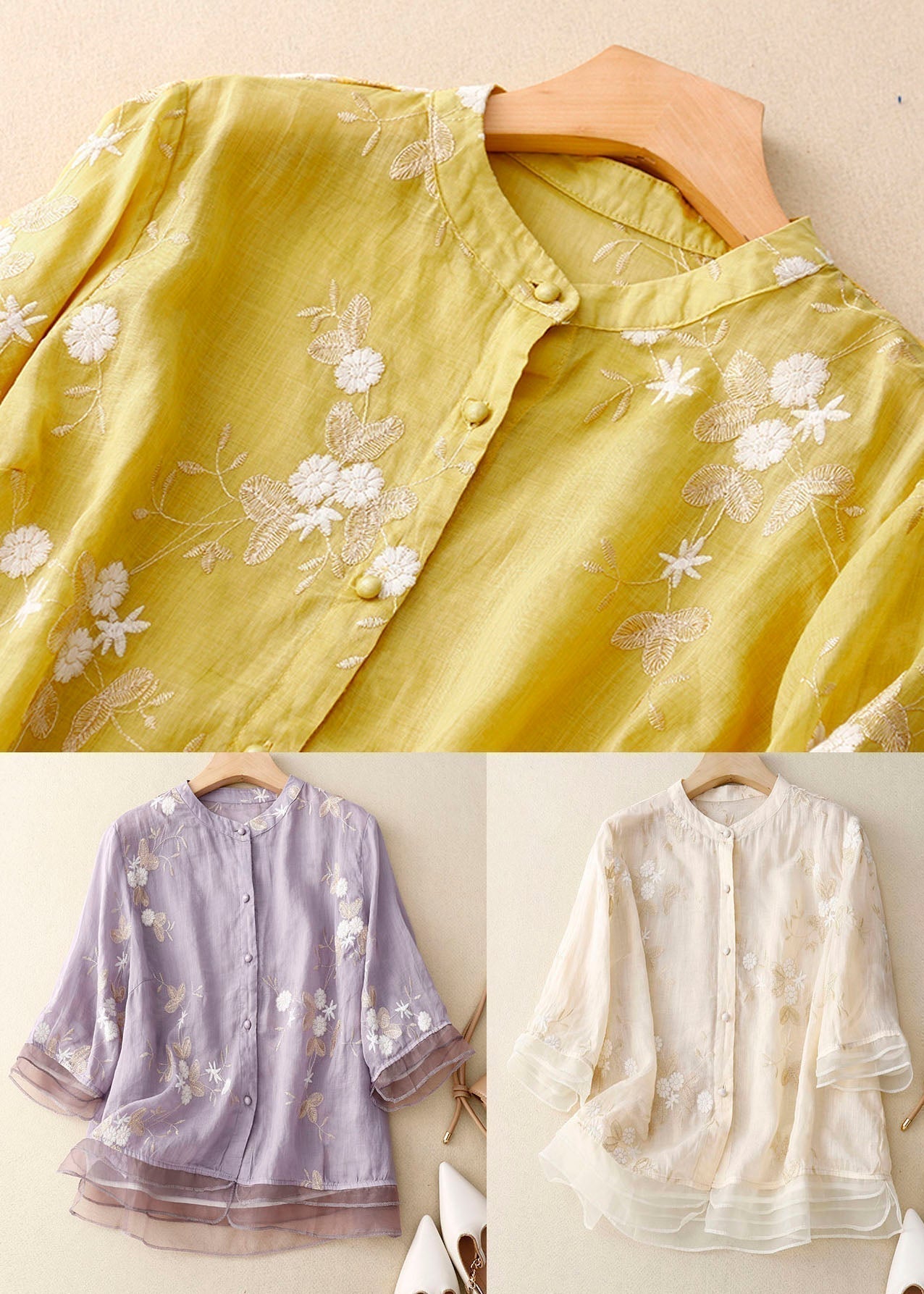 Charlene | Trendy Blouse with Floral Accents