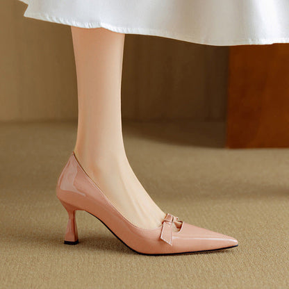 Adriana | Women's Bow Detail Pumps Pointed Toe Kitten Heel Shoes