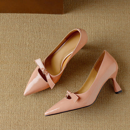 Adriana | Women's Bow Detail Pumps Pointed Toe Kitten Heel Shoes