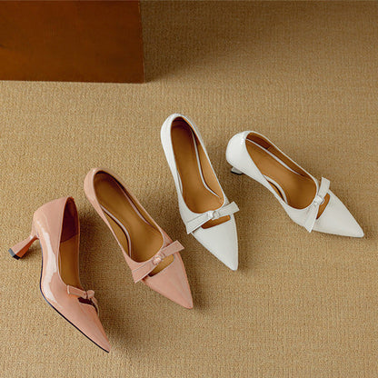 Adriana | Women's Bow Detail Pumps Pointed Toe Kitten Heel Shoes