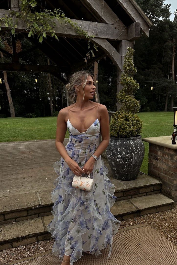 Josephine | Women's Wedding Guest Lace Botanical Maxi Dress for Garden Wedding