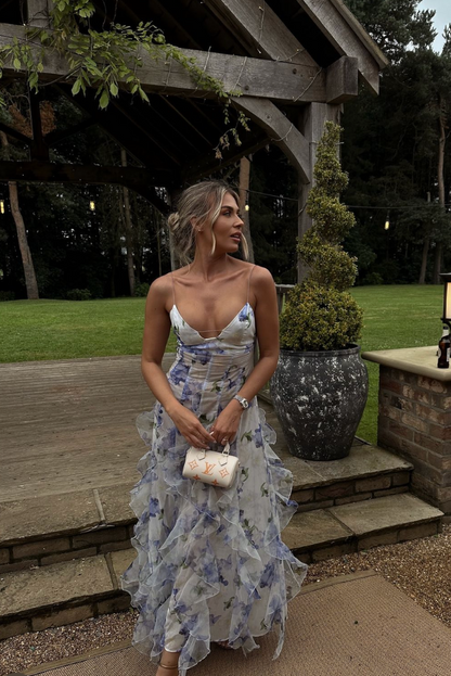 Josephine | Women's Wedding Guest Lace Botanical Maxi Dress for Garden Wedding