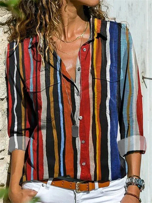 Lillian | Women's Botanical Print Long Sleeve Button-Down Blouse