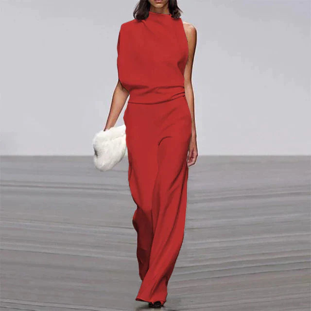 Vanessa | Women's No-Sleeve Wide-Leg Jumpsuit Mock Neck Occasion