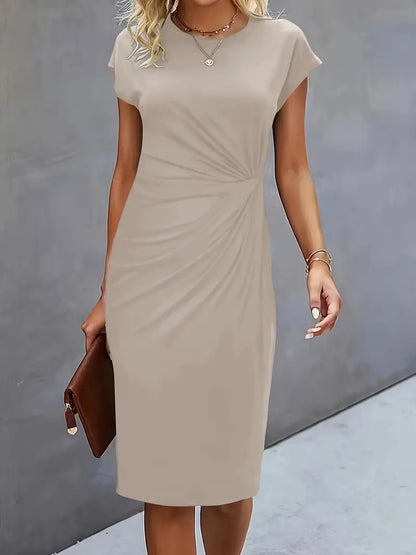 Khloe | Women's Ruched Mid-Length Dress Short-Sleeved Bodycon Work Dress