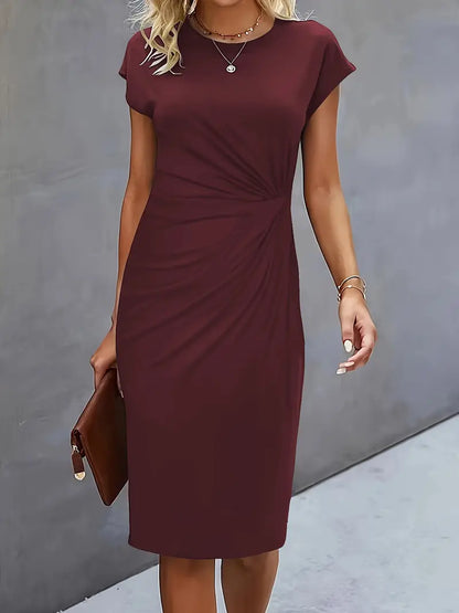 Khloe | Women's Ruched Mid-Length Dress Short-Sleeved Bodycon Work Dress