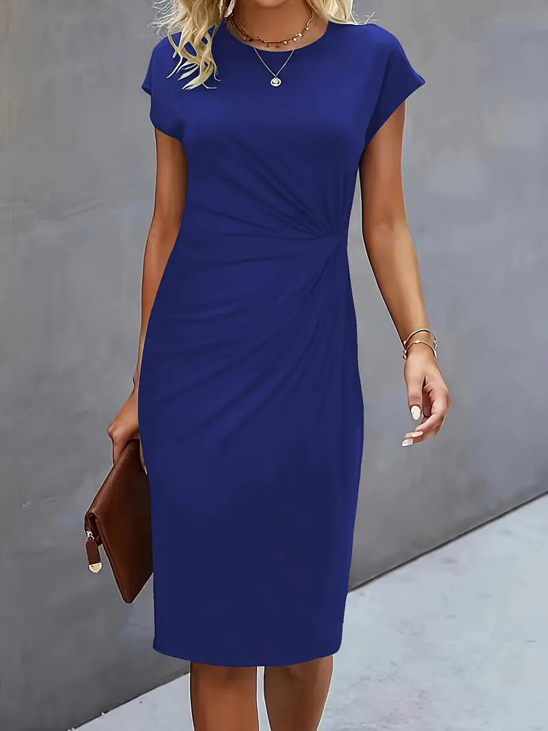 Khloe | Women's Ruched Mid-Length Dress Short-Sleeved Bodycon Work Dress