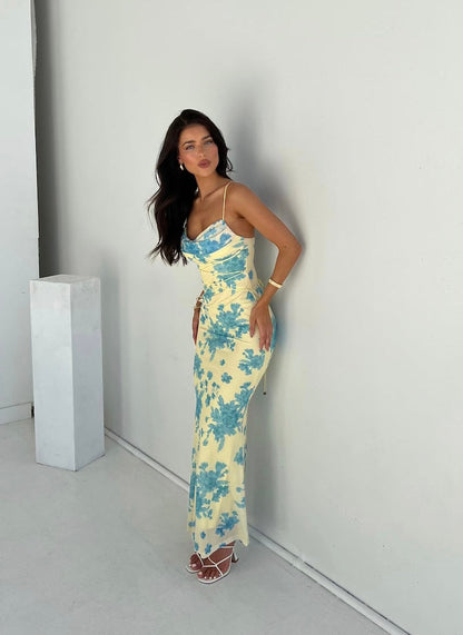Maya | Women's Wedding Guest Botanical Maxi Dress
