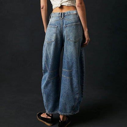 Wren | Women's High Waist Barrel Leg Jeans Easygoing Fit Denim