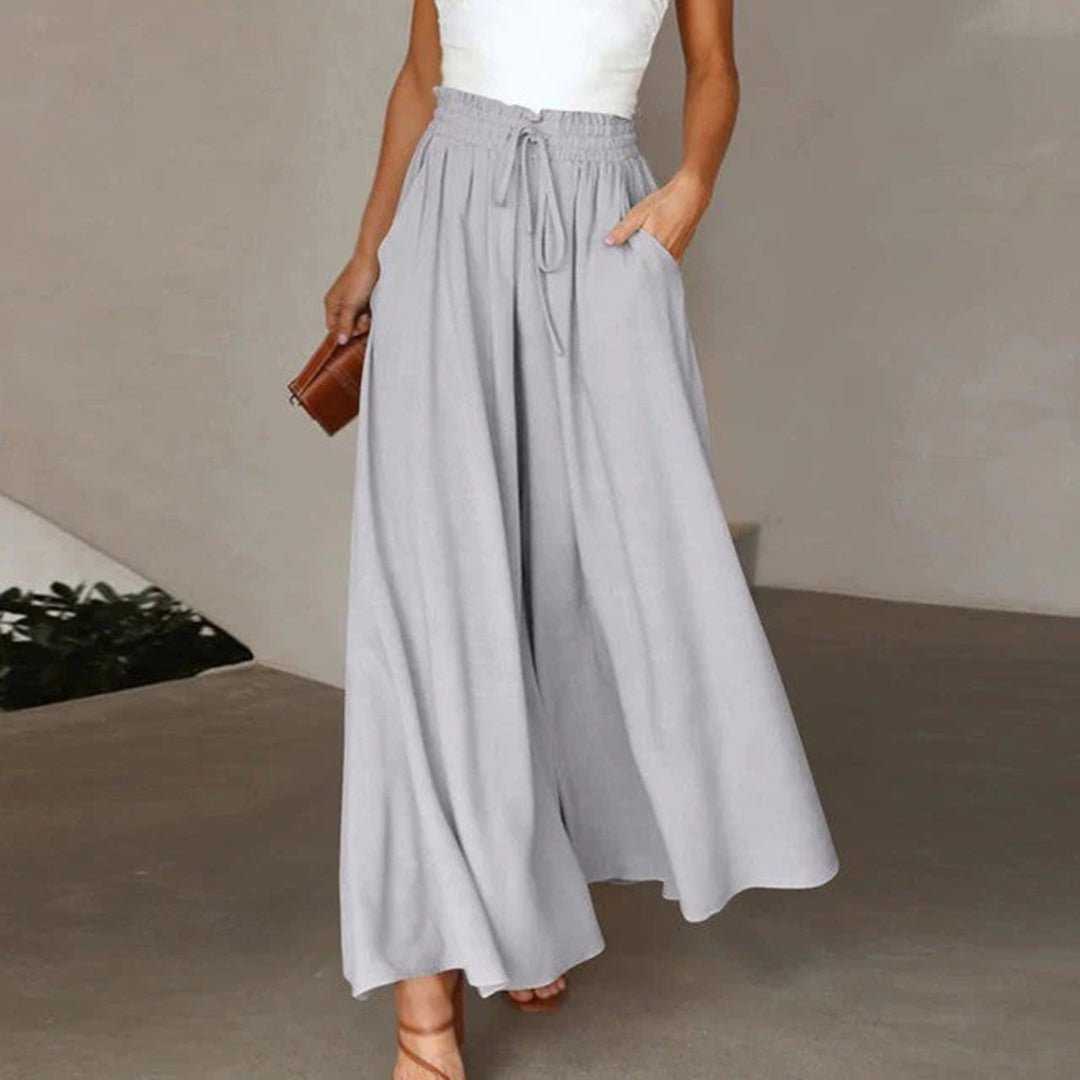 Laura | Women's High Waist Wide Leg Pants Smocked Drawstring