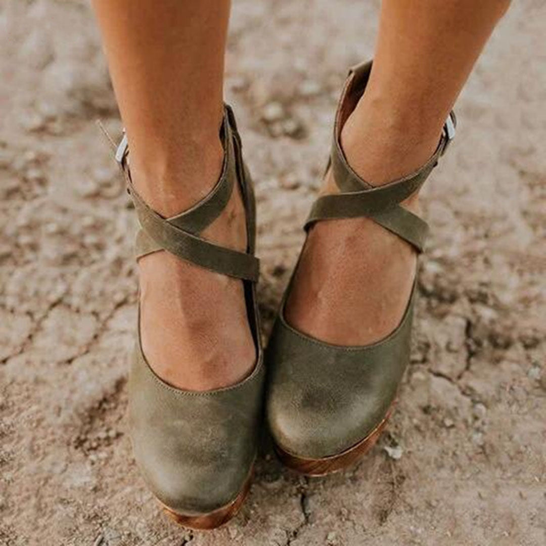 Melissa | Refined Wedge Heels with Closed Toe & Ankle Strap
