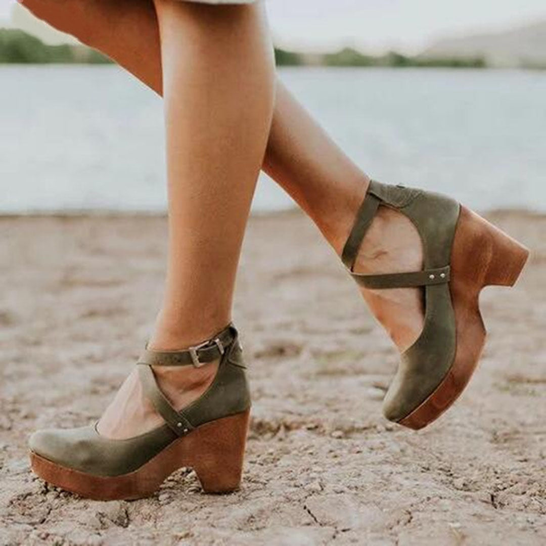 Melissa | Refined Wedge Heels with Closed Toe & Ankle Strap